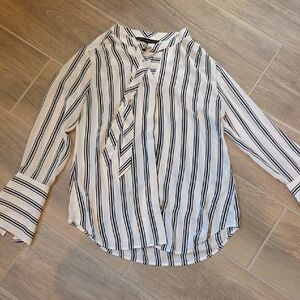 White House Black Market Black and White Striped Blouse